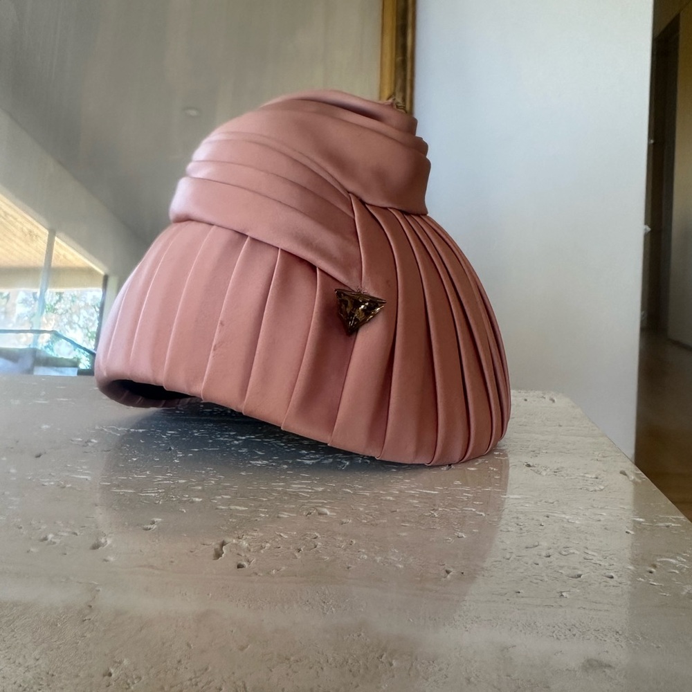 Vintage pink pleated 1940s satin hat unique